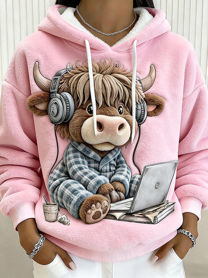 Női pulóver állatos motívummal, skót tehén mintával