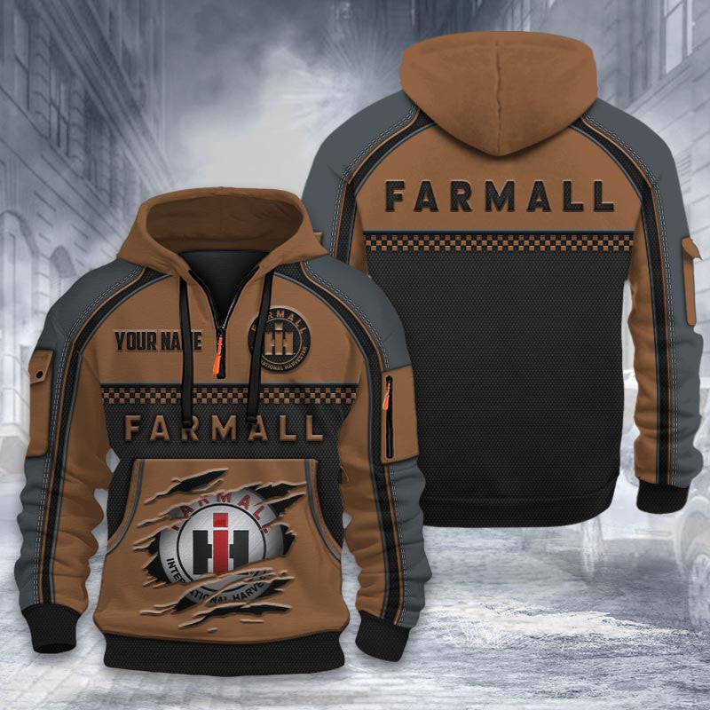 Farmall DMHT2030 3D félcipzáras kapucnis pulóver, többszínű