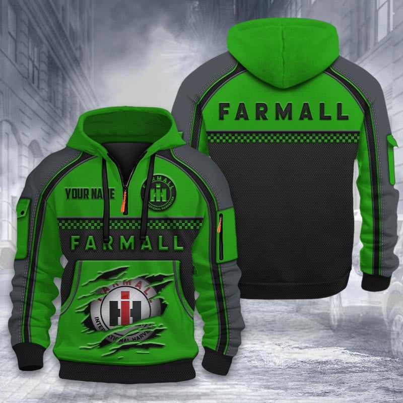 Farmall DMHT2030 3D félcipzáras kapucnis pulóver, többszínű