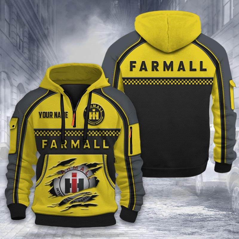 Farmall DMHT2030 3D félcipzáras kapucnis pulóver, többszínű