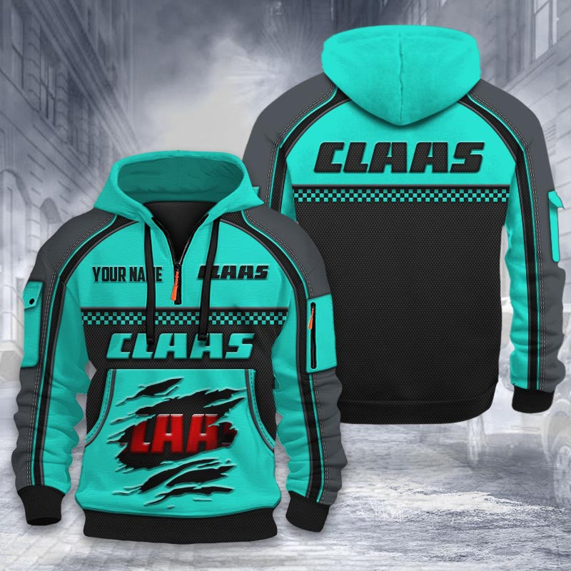 Claas DMHT2027 3D félcipzáras kapucnis pulóver, többszínű