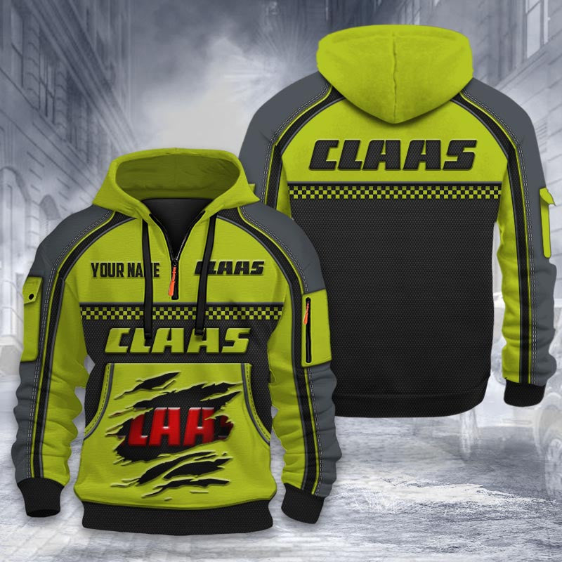 Claas DMHT2027 3D félcipzáras kapucnis pulóver, többszínű