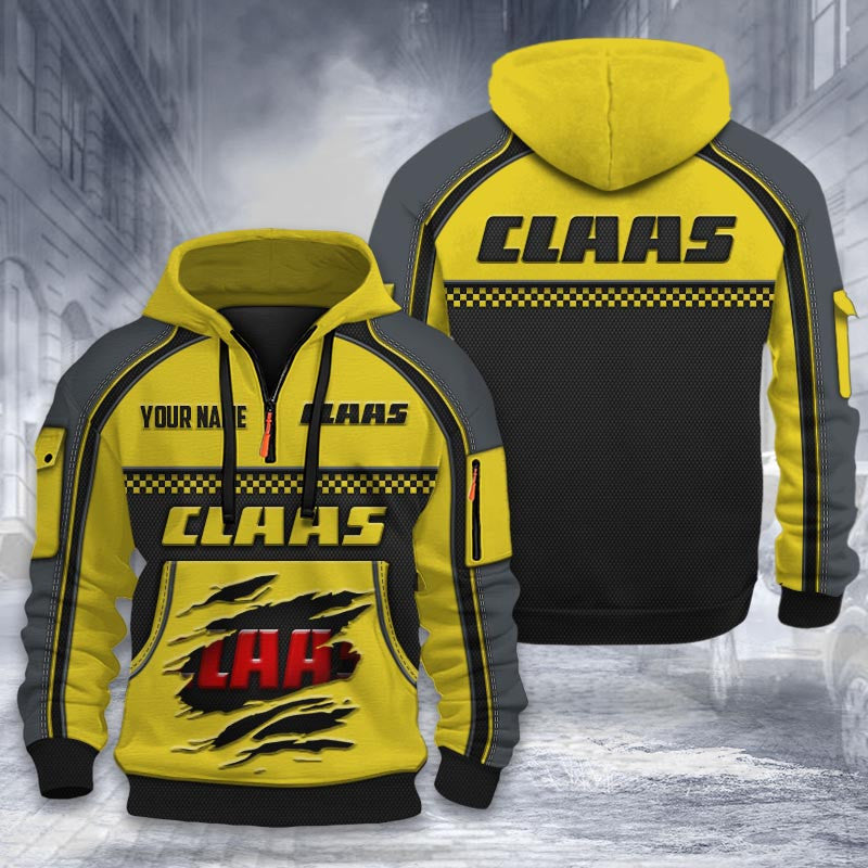 Claas DMHT2027 3D félcipzáras kapucnis pulóver, többszínű