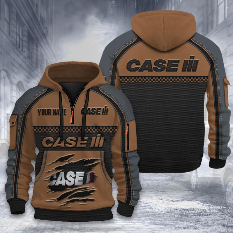 Case IH DMHT2024 3D félcipzáras kapucnis pulóver, többszínű